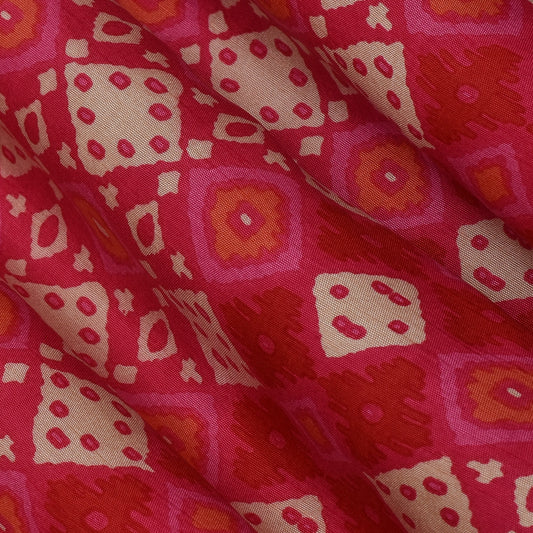 Multicolor Slub Chanderi Print Fabric