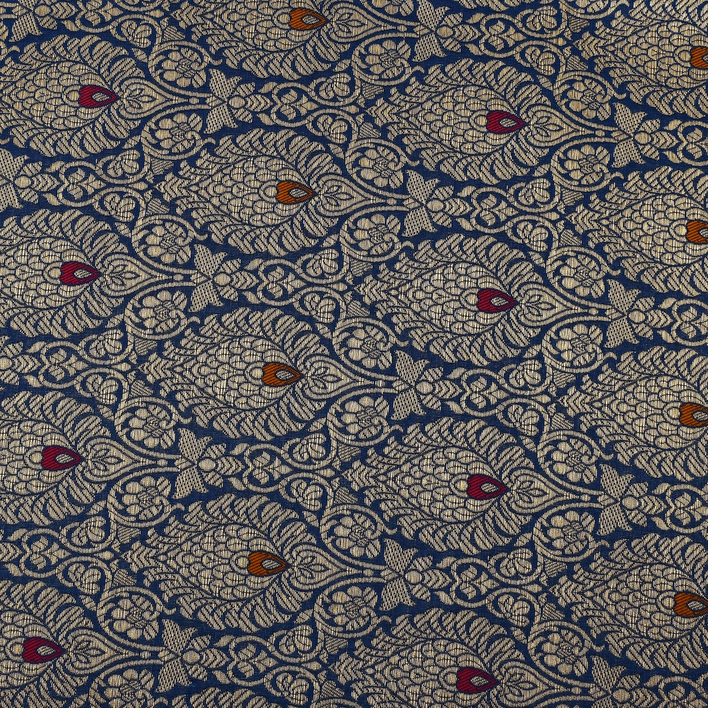 Blue Color Katan Meena Brocade Fabric