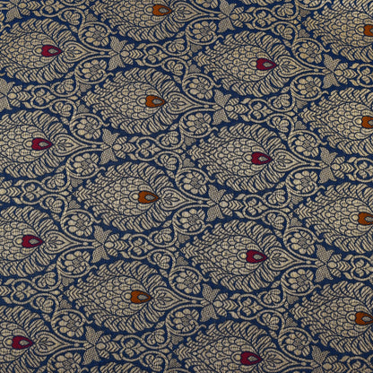 Blue Color Katan Meena Brocade Fabric