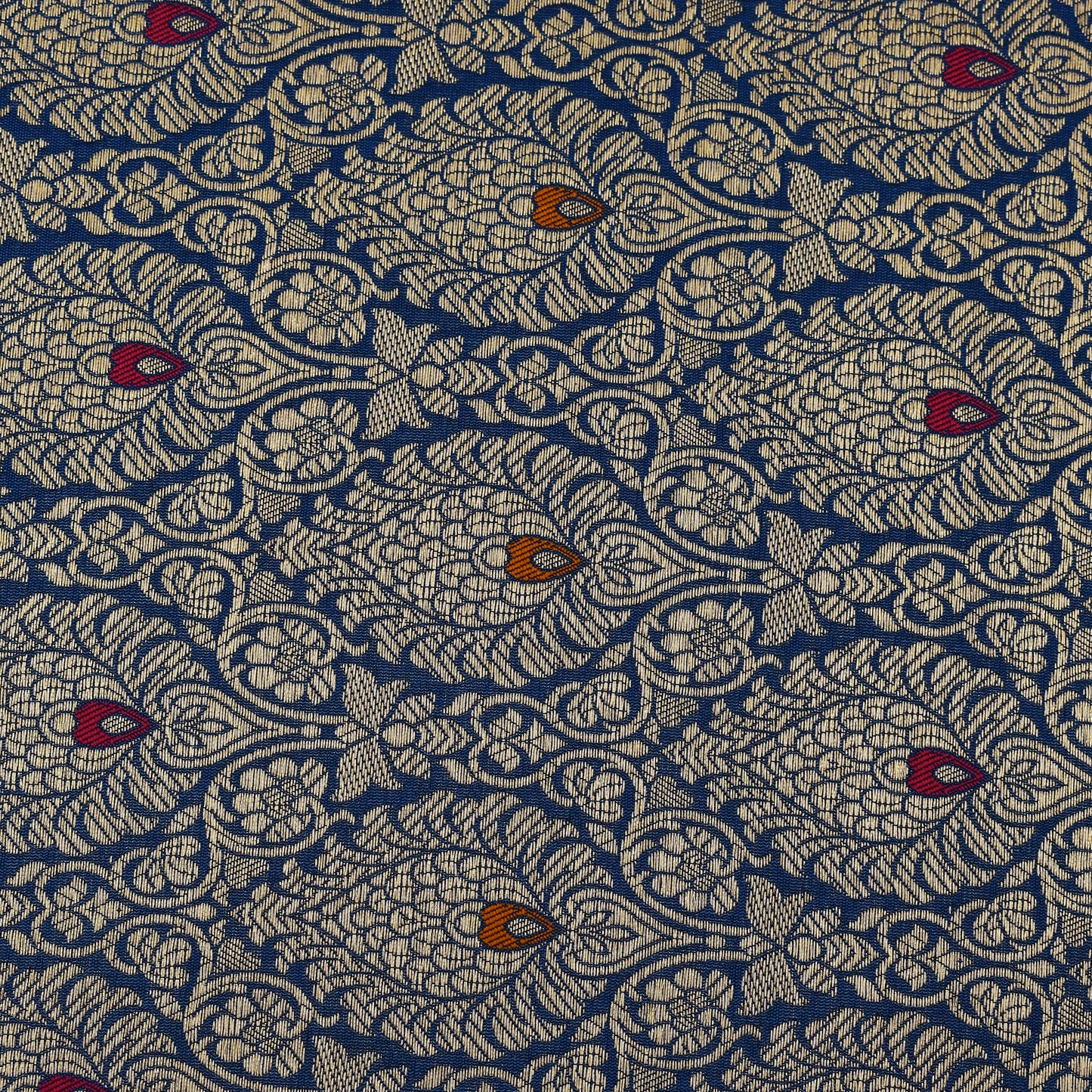 Blue Color Katan Meena Brocade Fabric