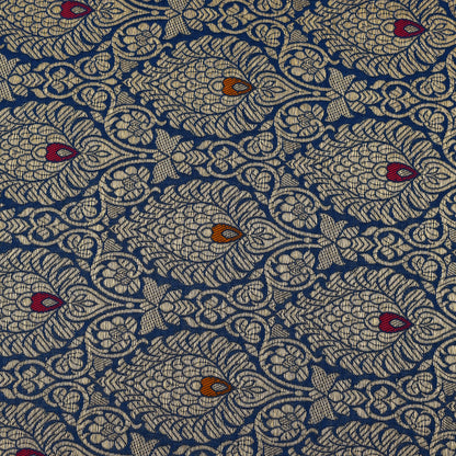 Blue Color Katan Meena Brocade Fabric