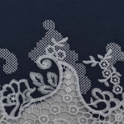 Navy Blue Color Denim Embroidery Fabric