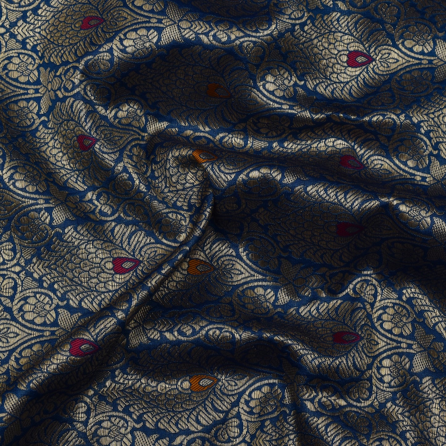 Blue Color Katan Meena Brocade Fabric