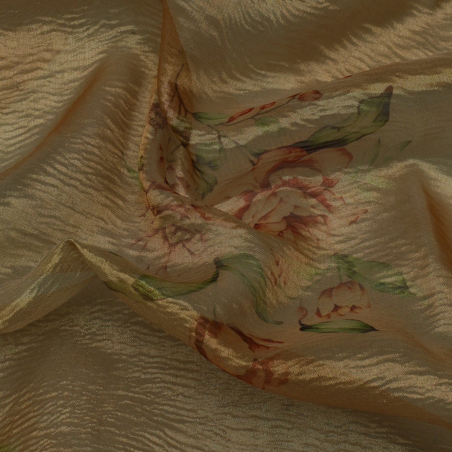 Floral Print Crush Tissue Fabric