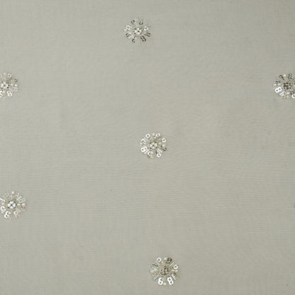 White Color Georgette Booti Fabric