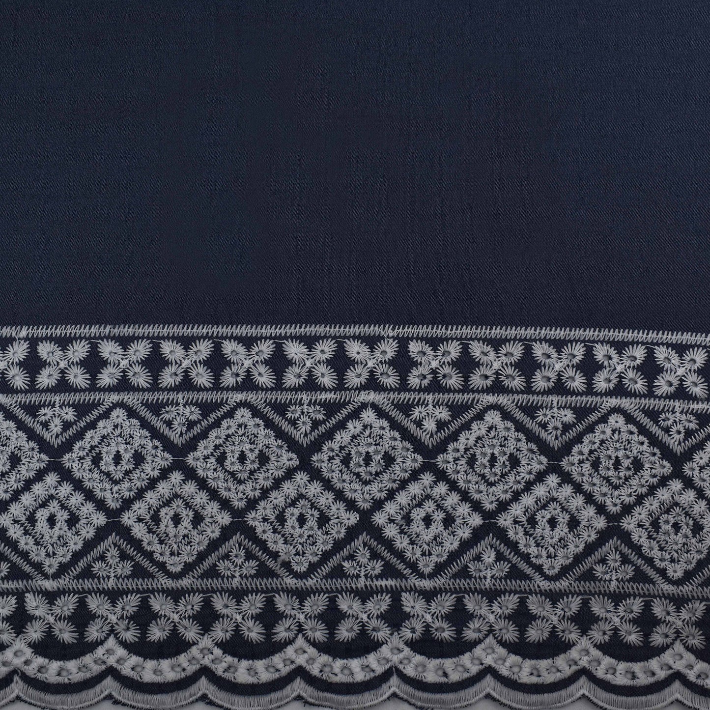 Navy Blue Color Denim Embroidery Fabric