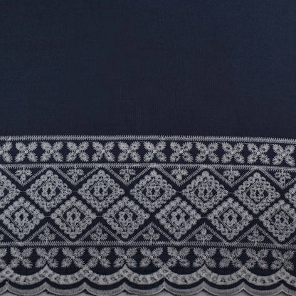 Navy Blue Color Denim Embroidery Fabric