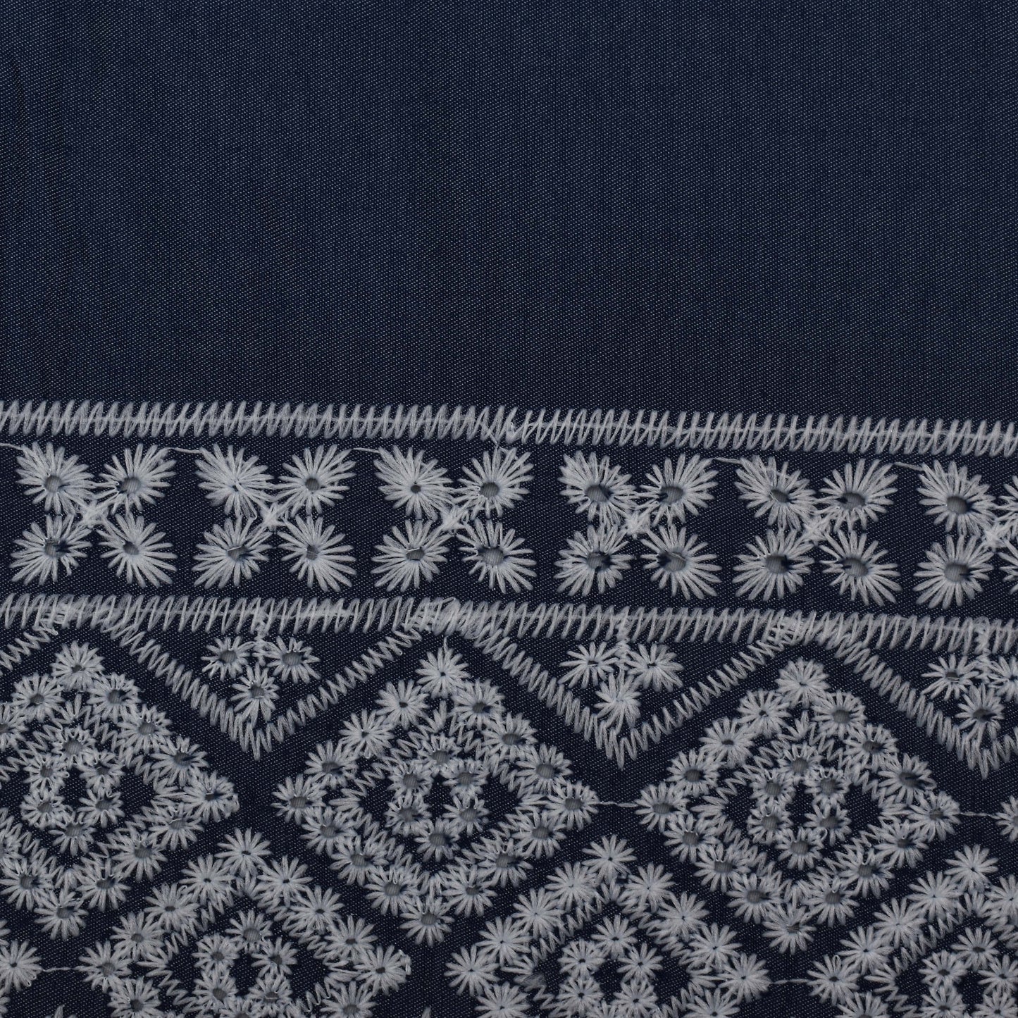 Navy Blue Color Denim Embroidery Fabric