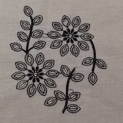 Off White Color Cotton Embroidery Fabric