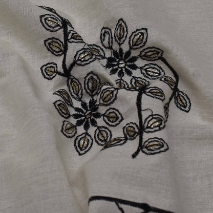 Off White Color Cotton Embroidery Fabric