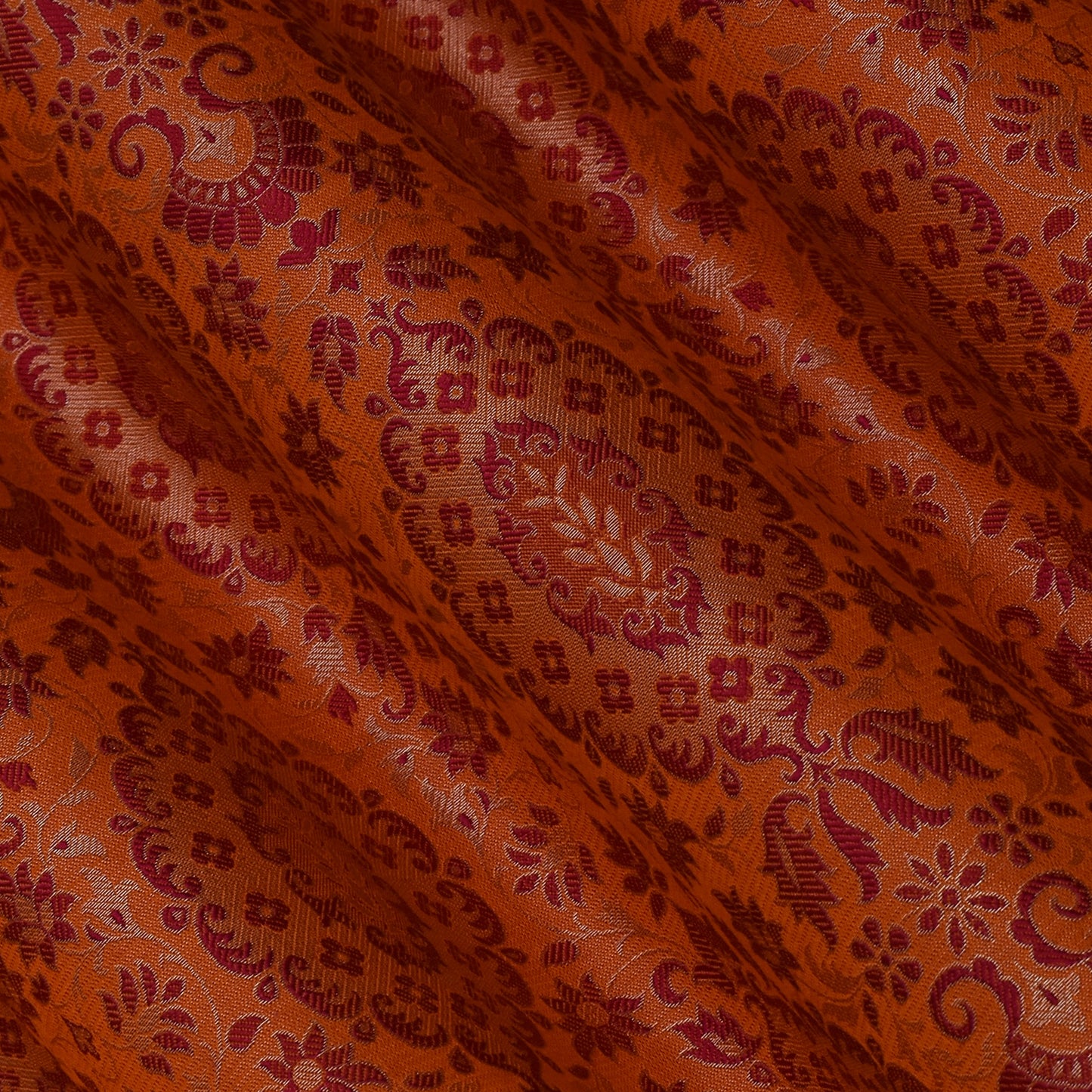 Orange Color Katan Brocade Fabric