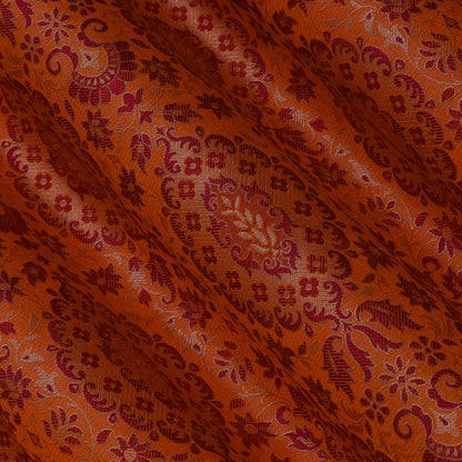 Orange Color Katan Brocade Fabric