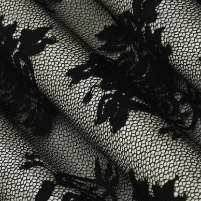 Black Color Chantilly Net Fabric