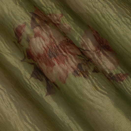 Floral Print Crush Tissue Fabric