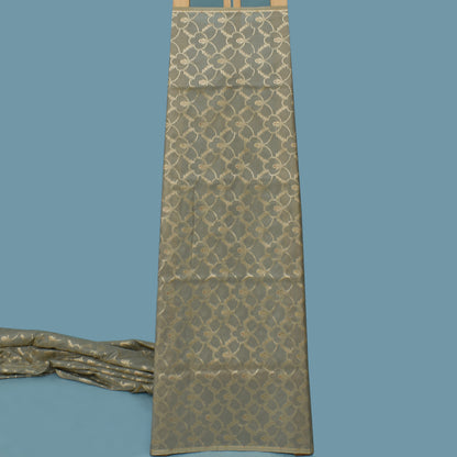 Grey Color Katan Meena Brocade Fabric