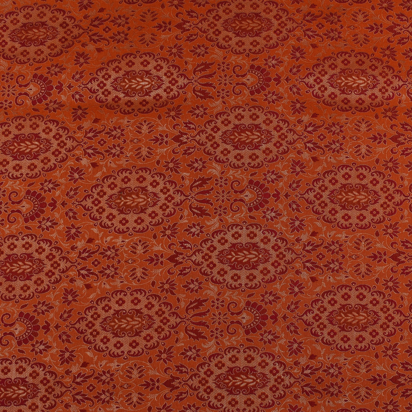 Orange Color Katan Brocade Fabric