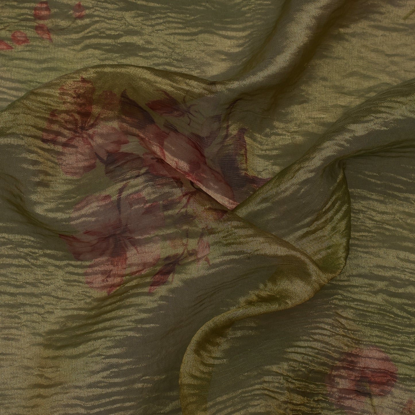 Floral Print Crush Tissue Fabric