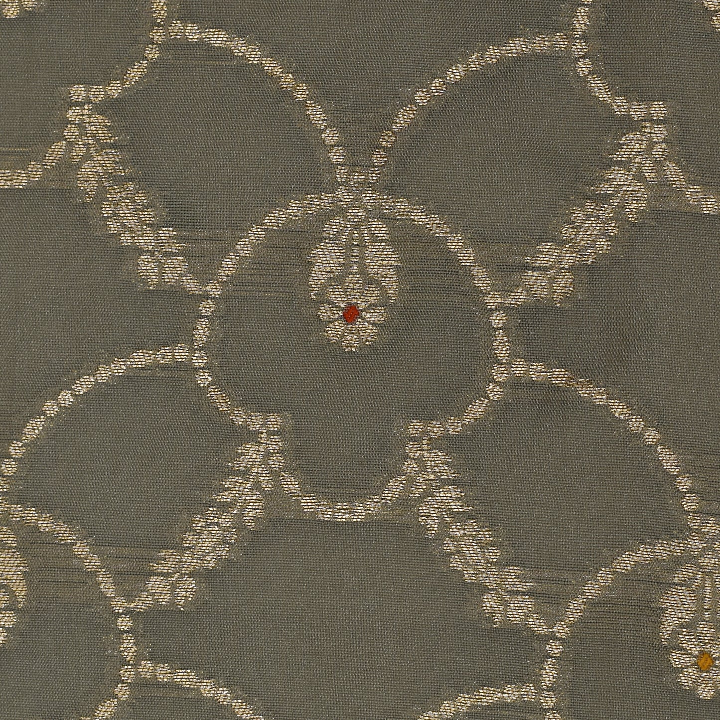 Grey Color Katan Meena Brocade Fabric