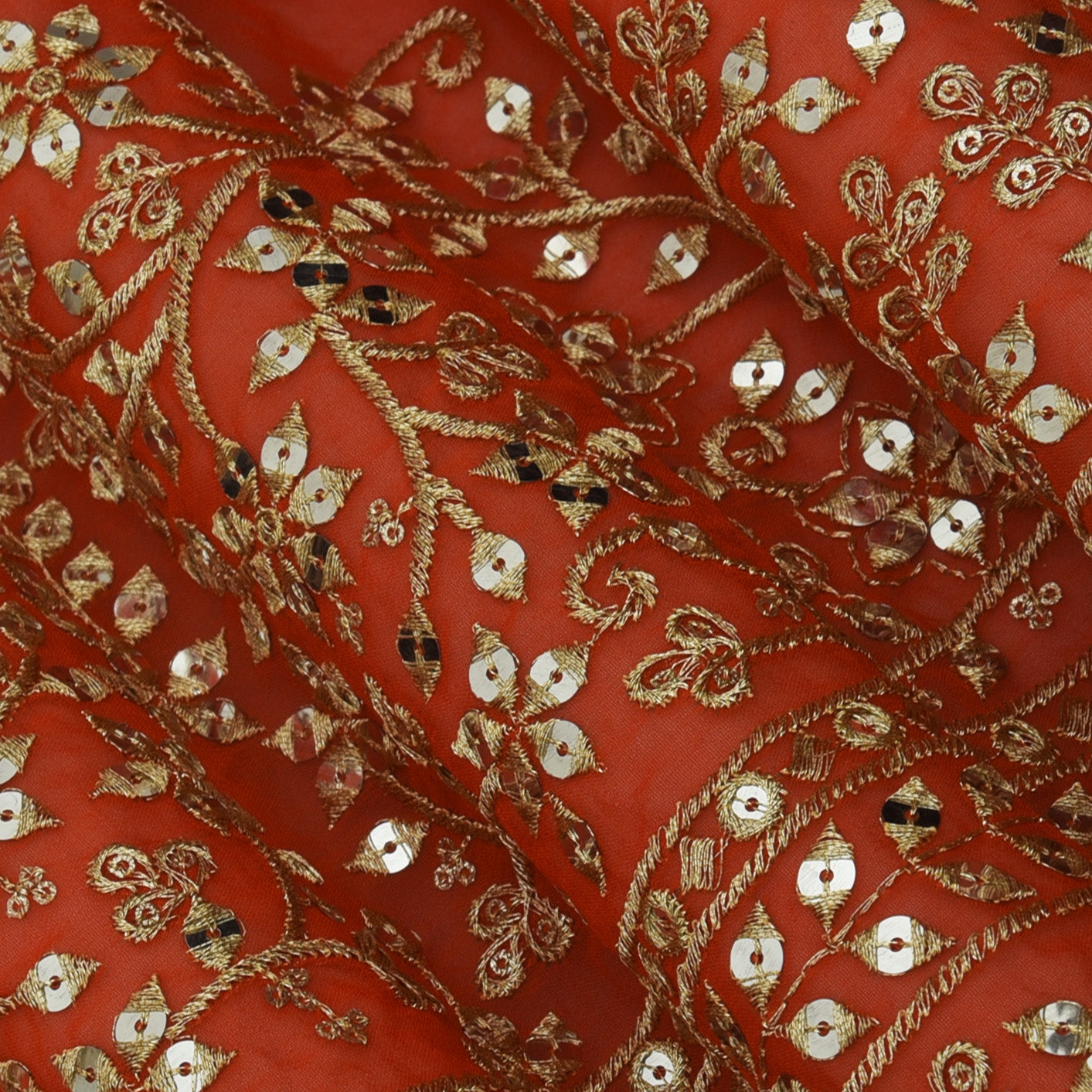 Georgette Sequins Embroidery Fabric