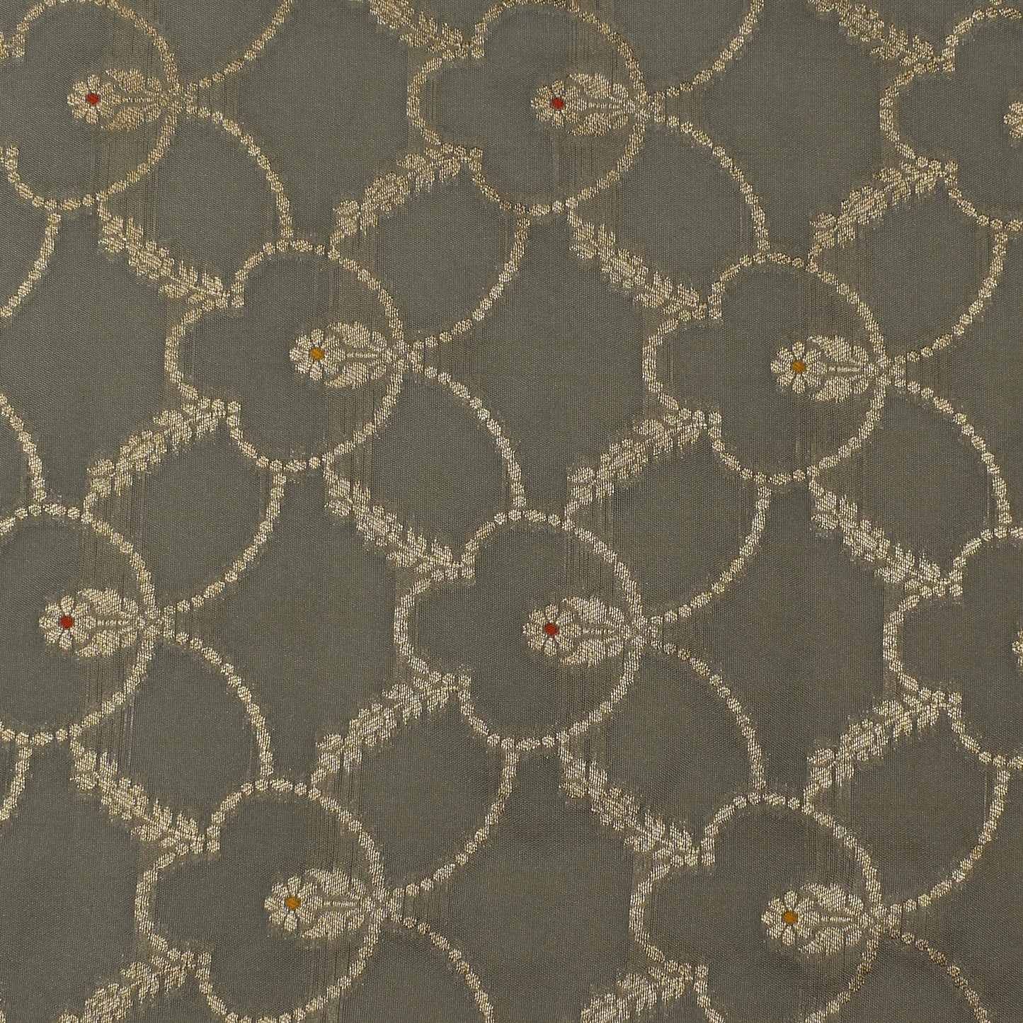 Grey Color Katan Meena Brocade Fabric