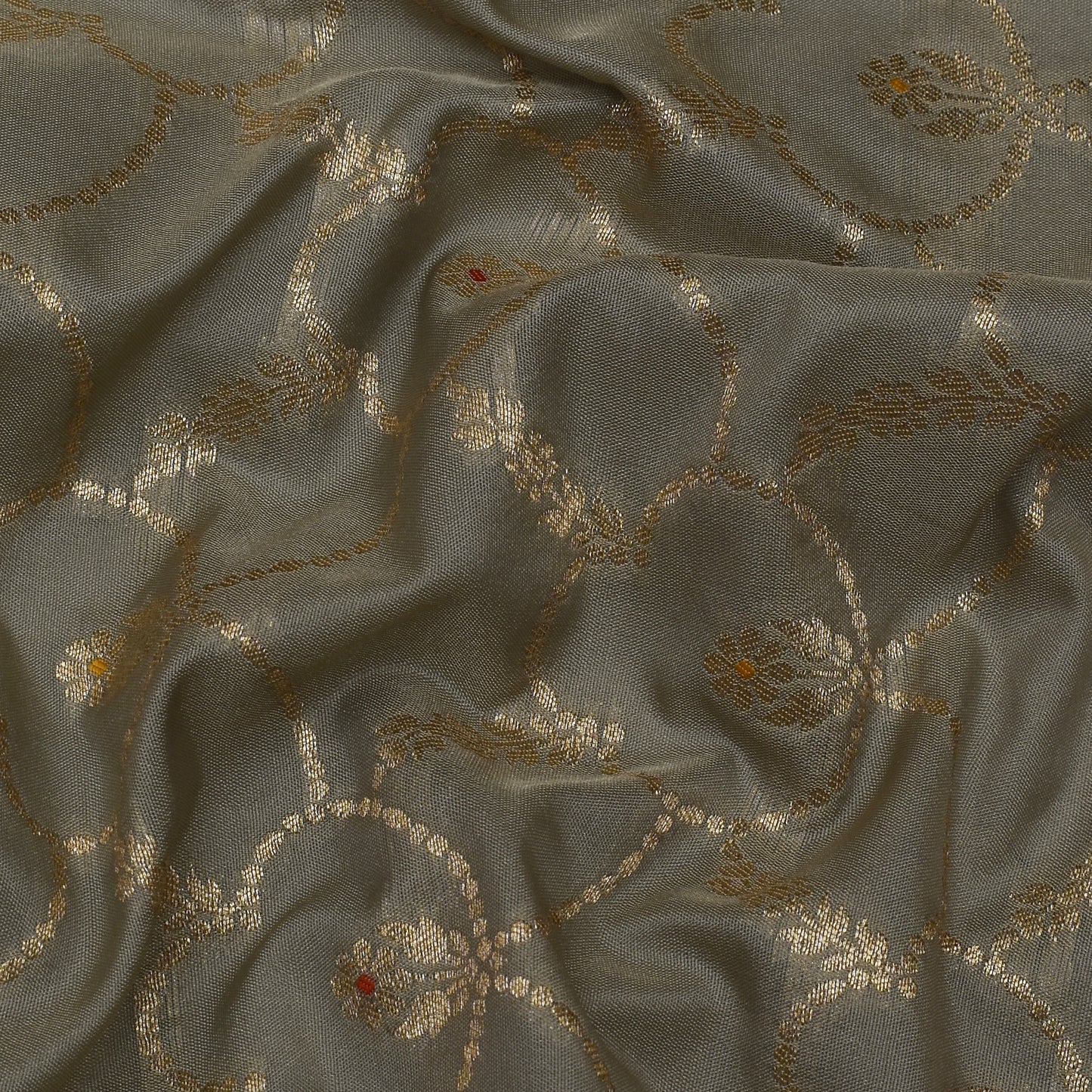 Grey Color Katan Meena Brocade Fabric