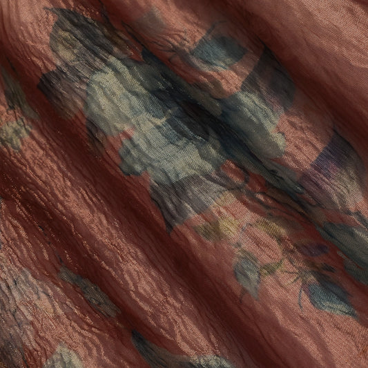 Floral Print Crush Tissue Fabric