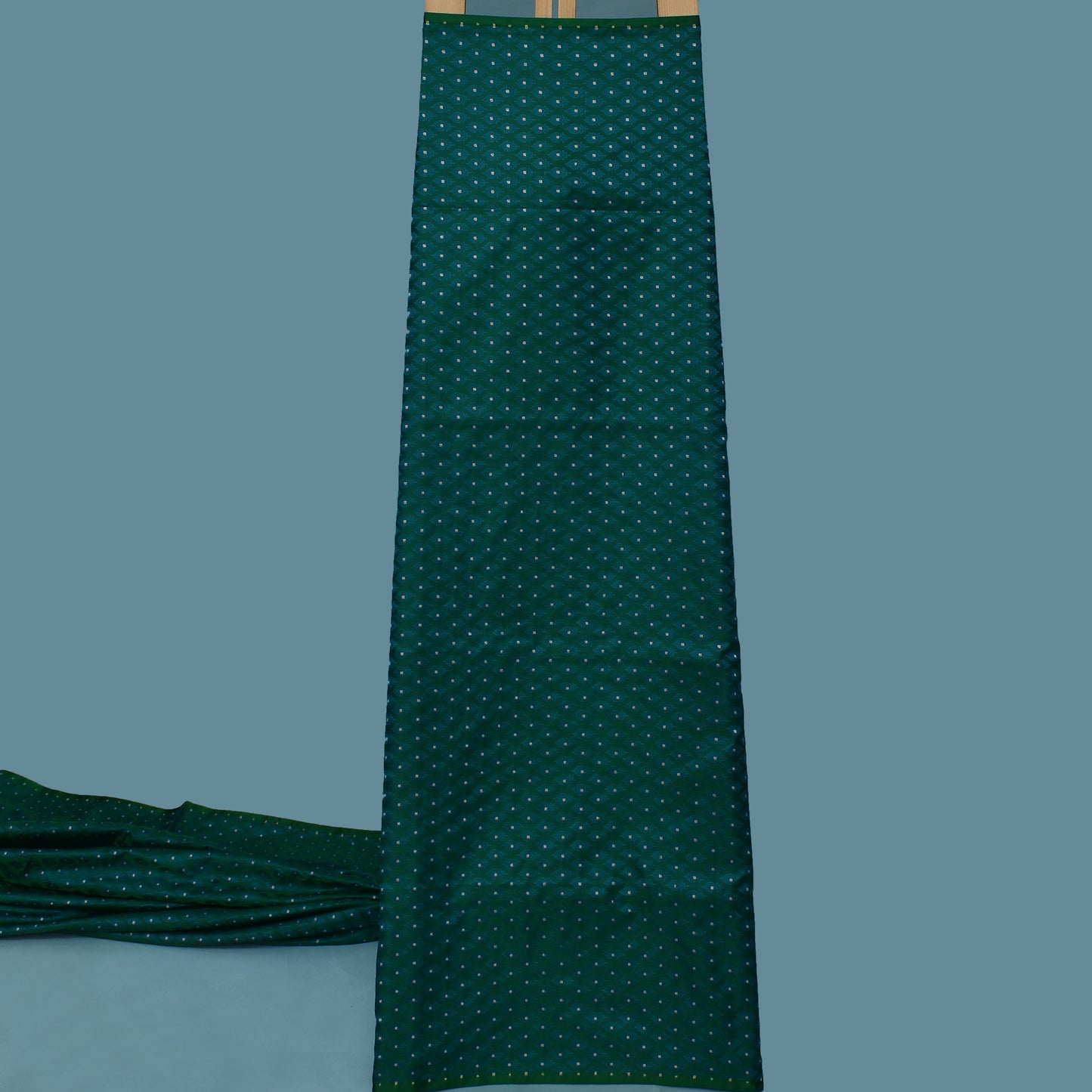 Bottle Green Color Katan Meena Brocade Fabric