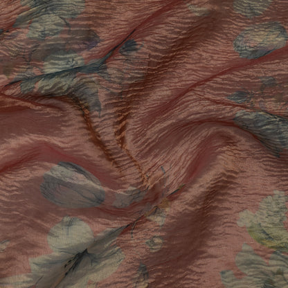 Floral Print Crush Tissue Fabric