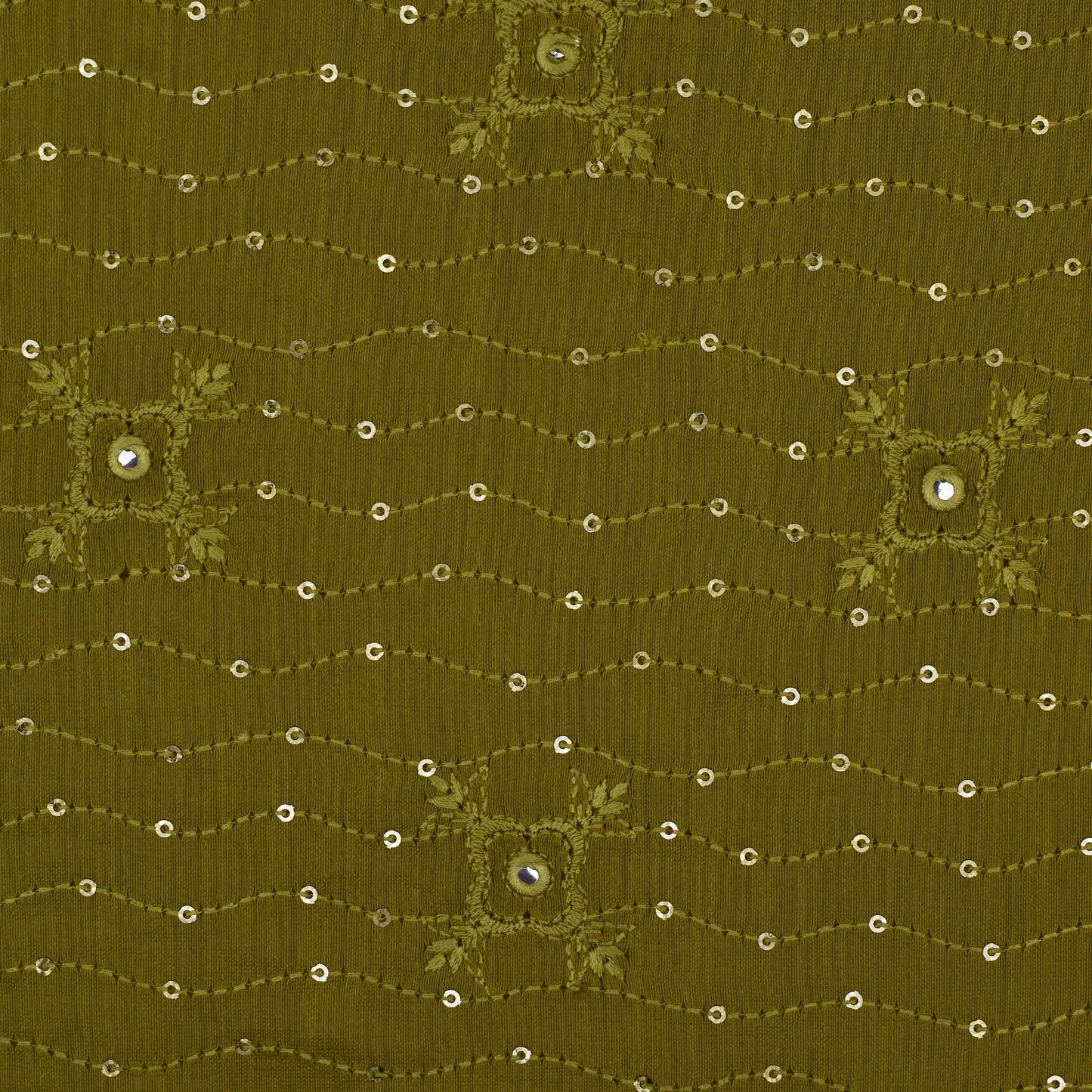 Yellow Color Chanderi Embroidery Fabric