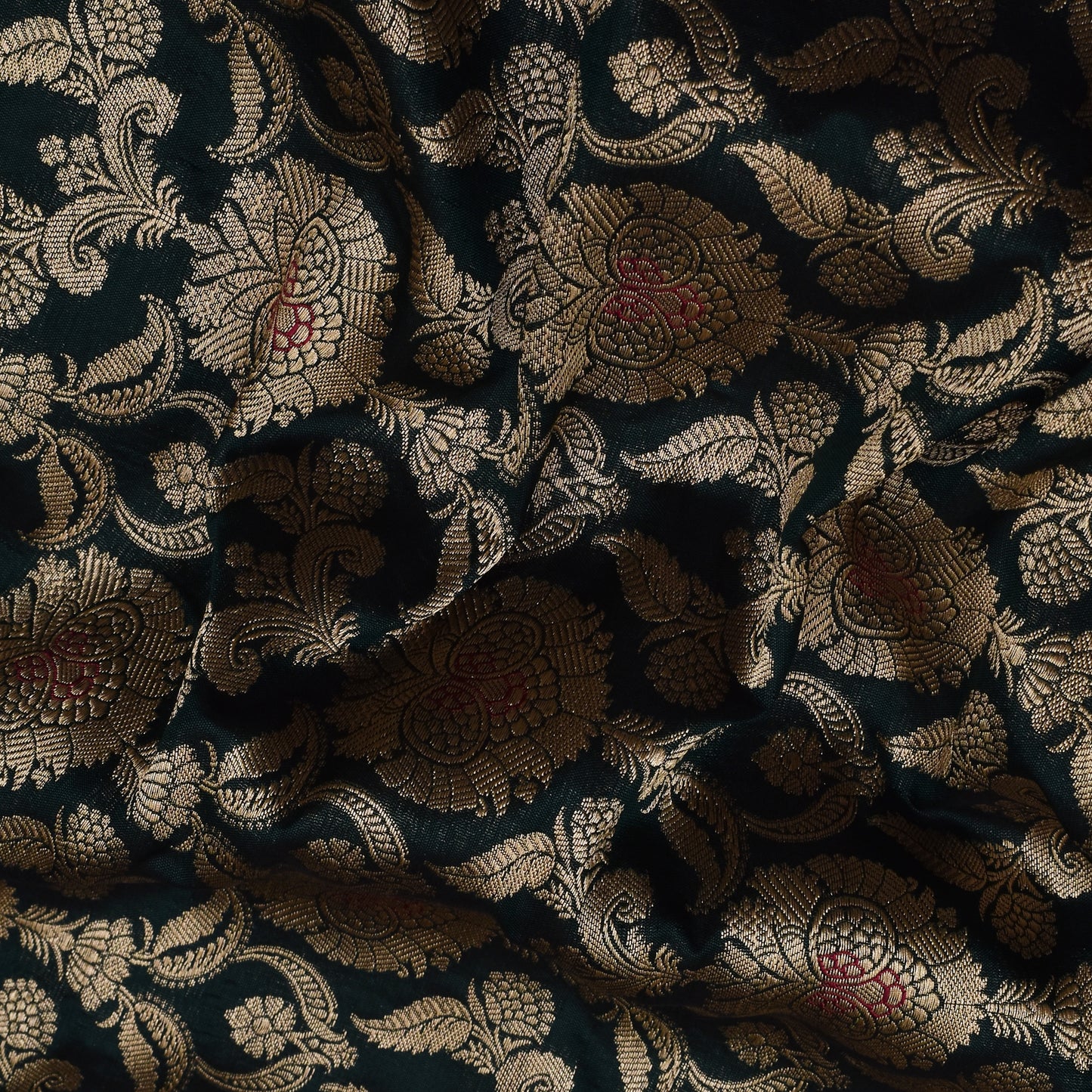 Bottle Green Color  Brocade Fabric