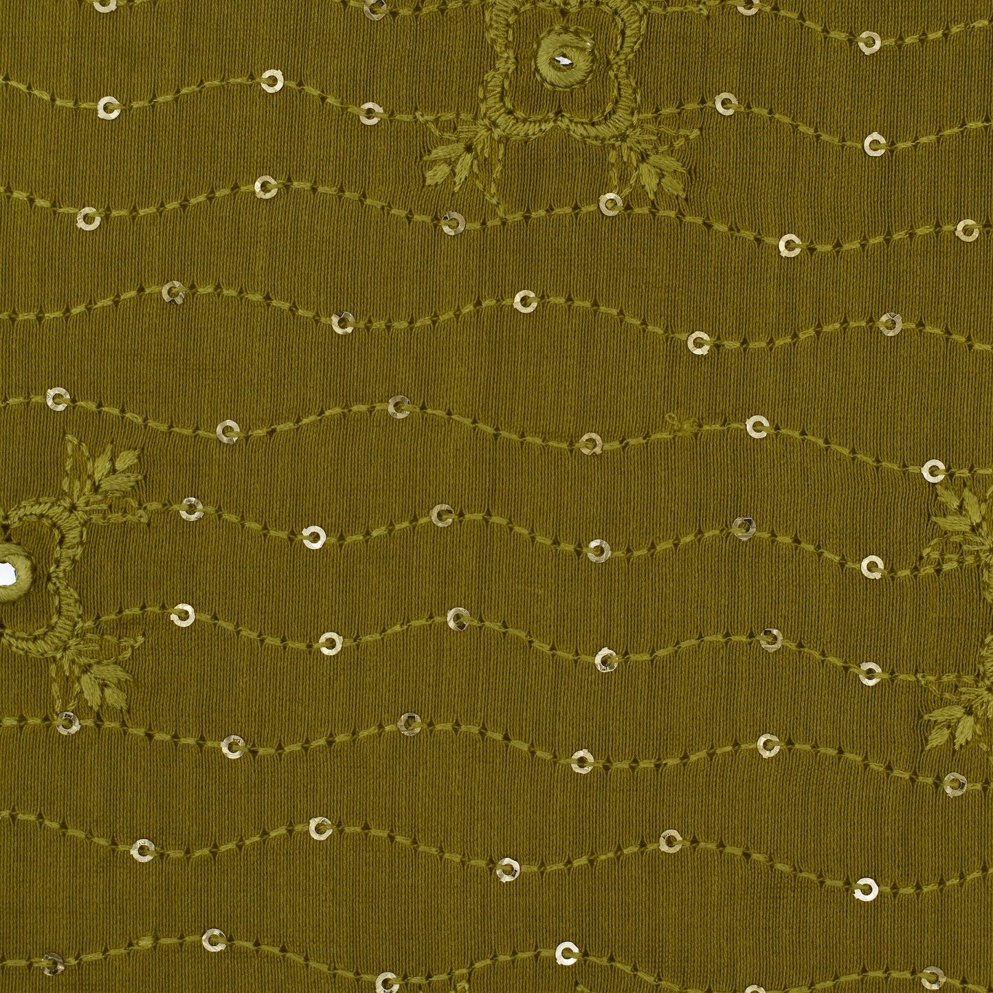 Yellow Color Chanderi Embroidery Fabric