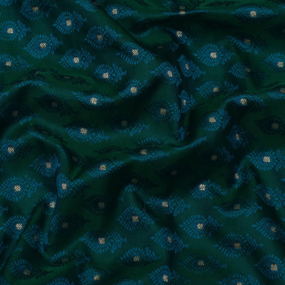 Bottle Green Color Katan Meena Brocade Fabric