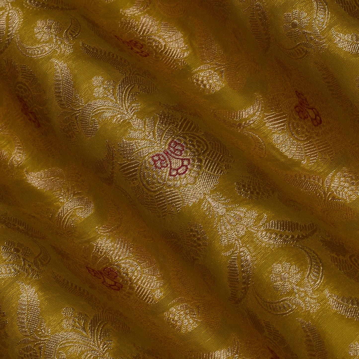 Yellow Color  Brocade Fabric