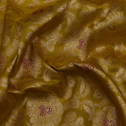 Yellow Color  Brocade Fabric