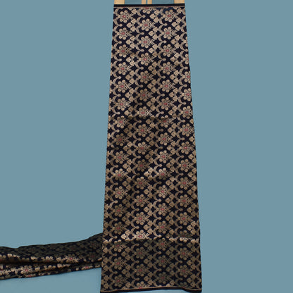 Navy Blue Color  Brocade Fabric