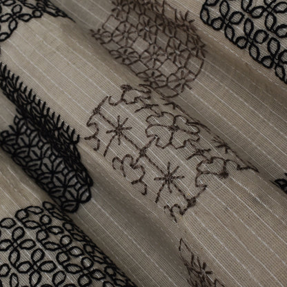 Off White Color Kora Cotton Embroidery Fabric