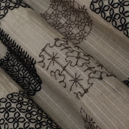 Off White Color Kora Cotton Embroidery Fabric