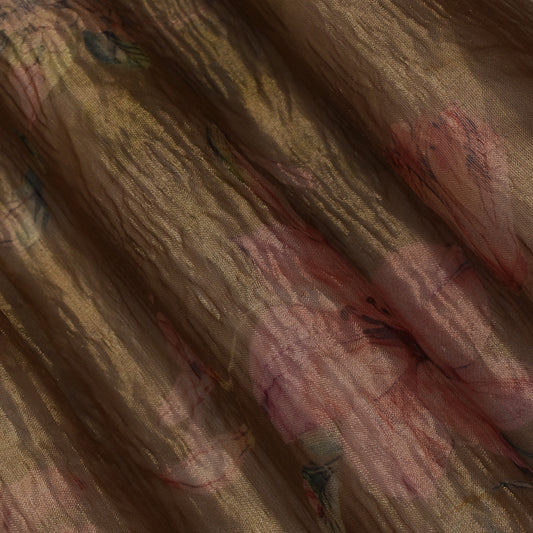 Floral Print Crush Tissue Fabric