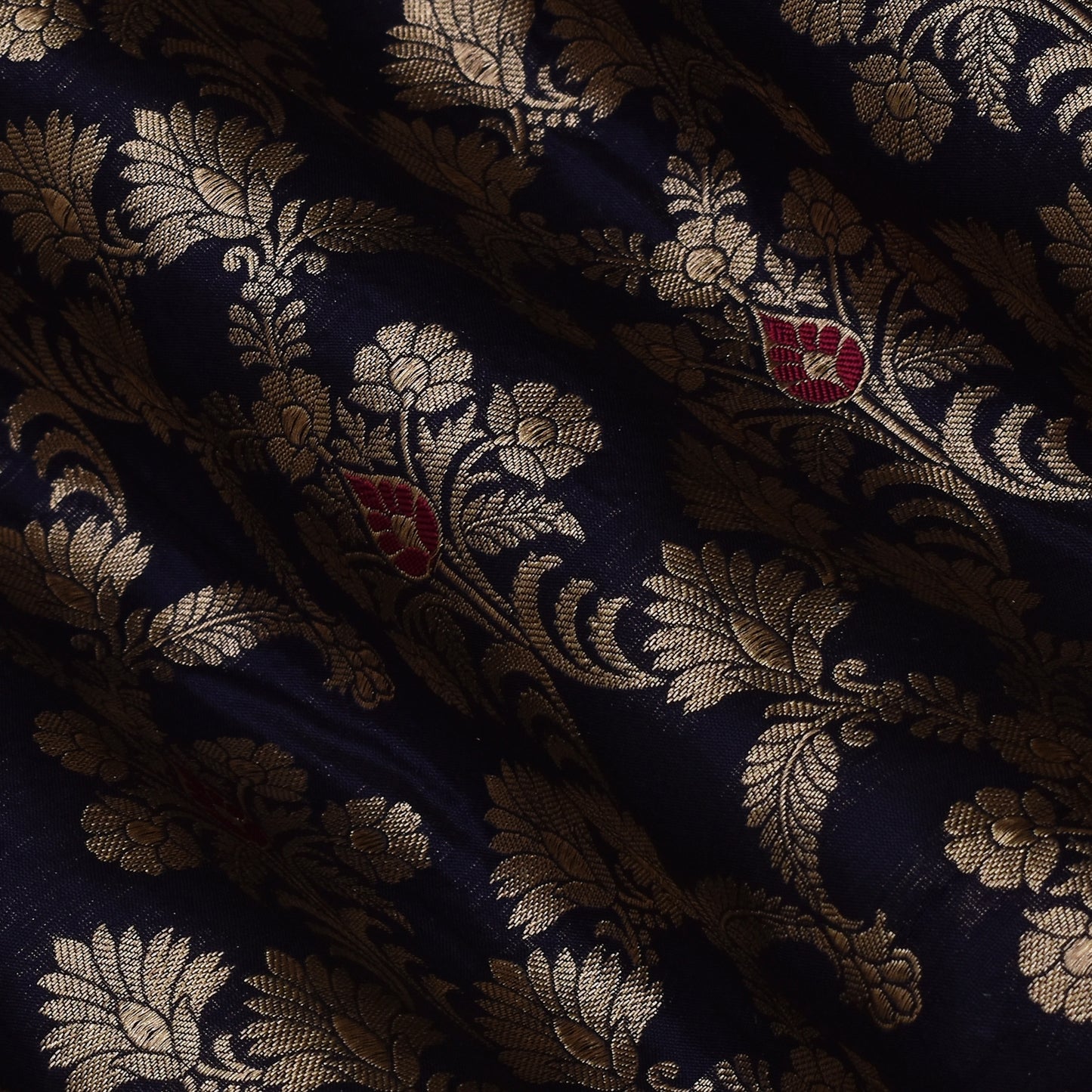 Navy Blue Color  Brocade Fabric