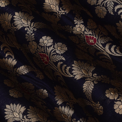 Navy Blue Color  Brocade Fabric