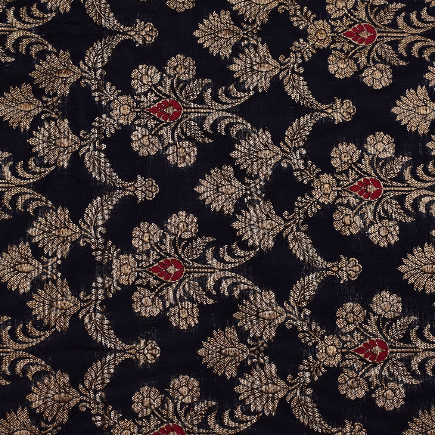 Navy Blue Color  Brocade Fabric