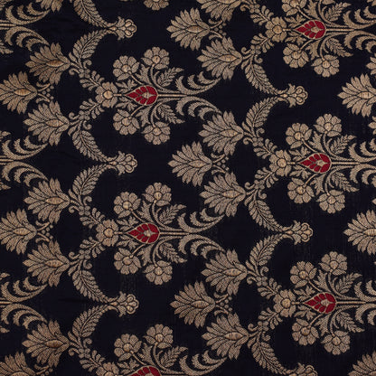 Navy Blue Color  Brocade Fabric