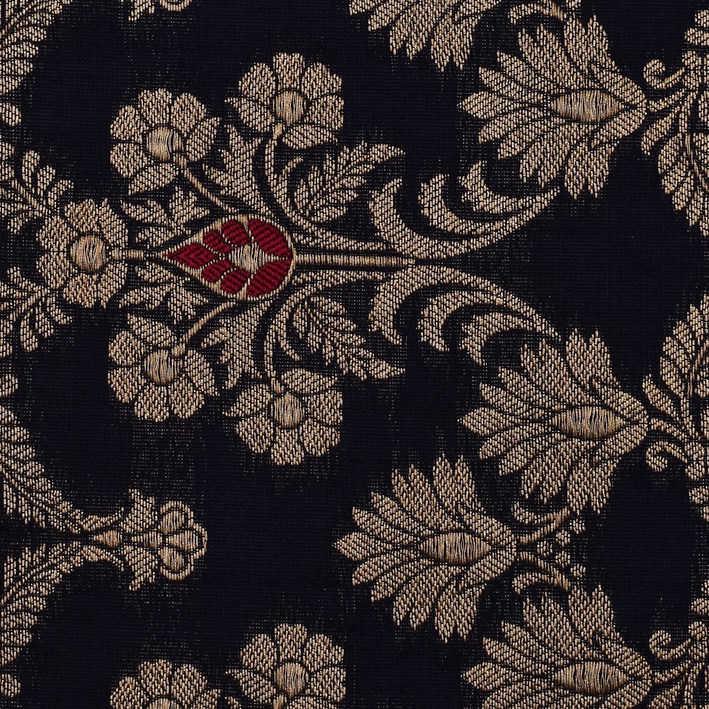 Navy Blue Color  Brocade Fabric