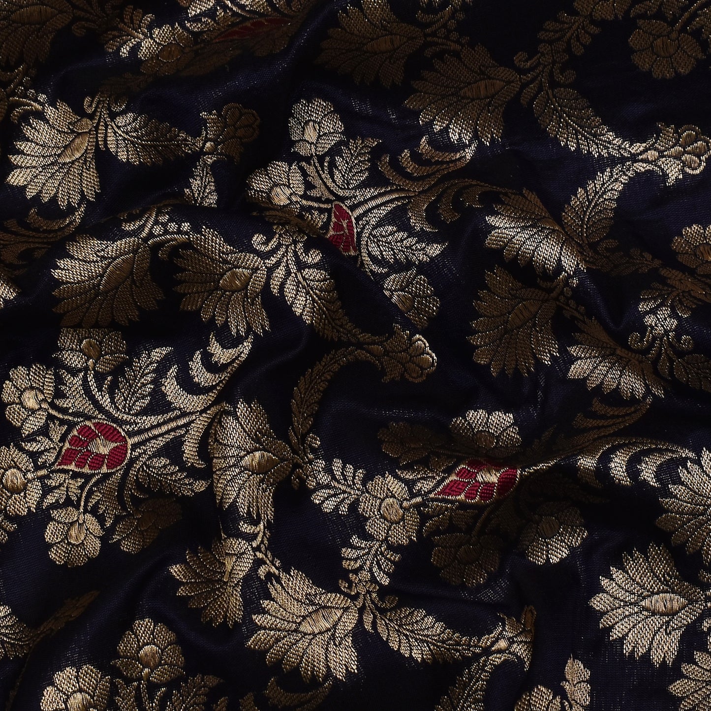 Navy Blue Color  Brocade Fabric
