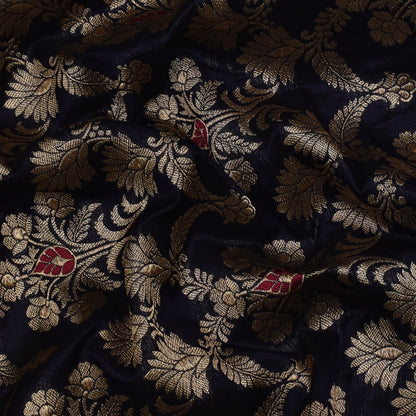 Navy Blue Color  Brocade Fabric
