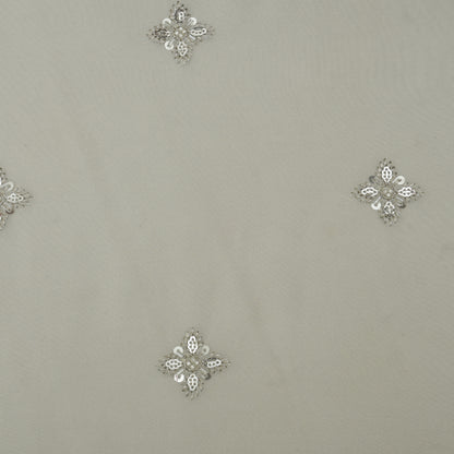 White Color Georgette Booti Fabric