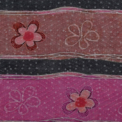 Multi Color Chinon Chiffon Print Embroidery Fabric