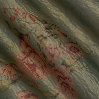 Floral Print Crush Tissue Fabric