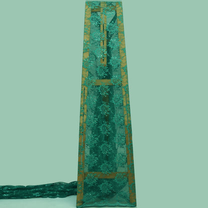 Green Color Chantilly Lace Fabric