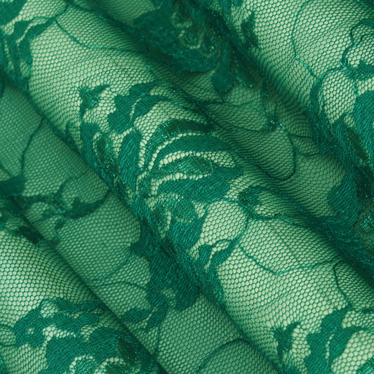 Green Color Chantilly Lace Fabric